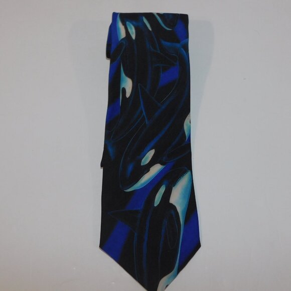 VTG 1994 D'em Crazy Blaine Heilman Killer Whale Orca Mens Neck tie - Picture 4 of 8